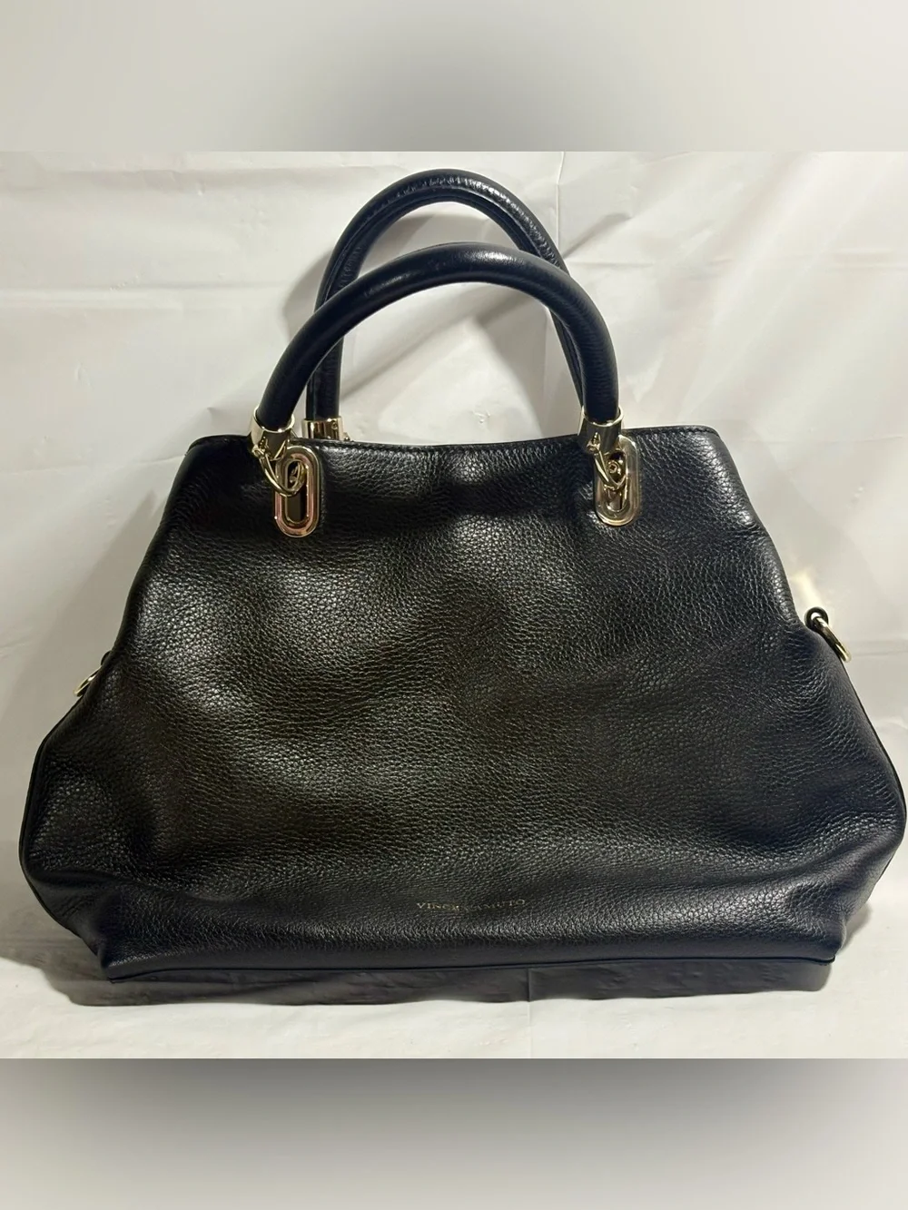 Vince Camuto Elva black pebbled calfskin leather satchel